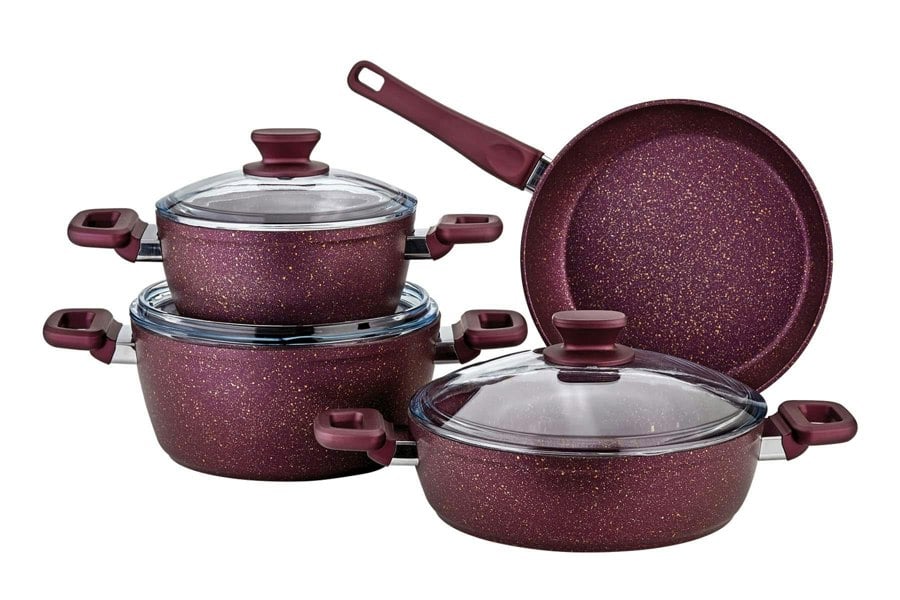 Rozi Defne Collection 7-Piece Non-Stick Granite Cookware Set (Purple)