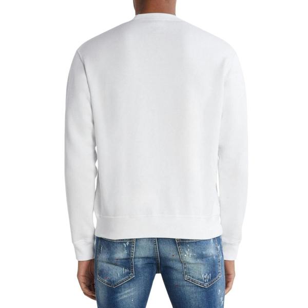 DSQUARED2 Icon Splash Cool Fit Crew Neck White Sweatshirt M