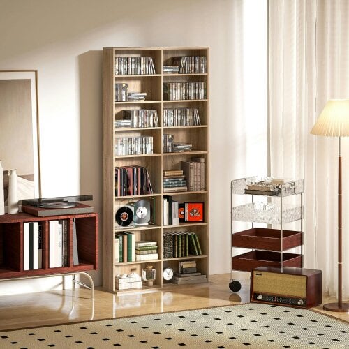 Wyld Haus Karave Wood Natural Finish Tall Media Storage Tower With 640 Disc Capacity