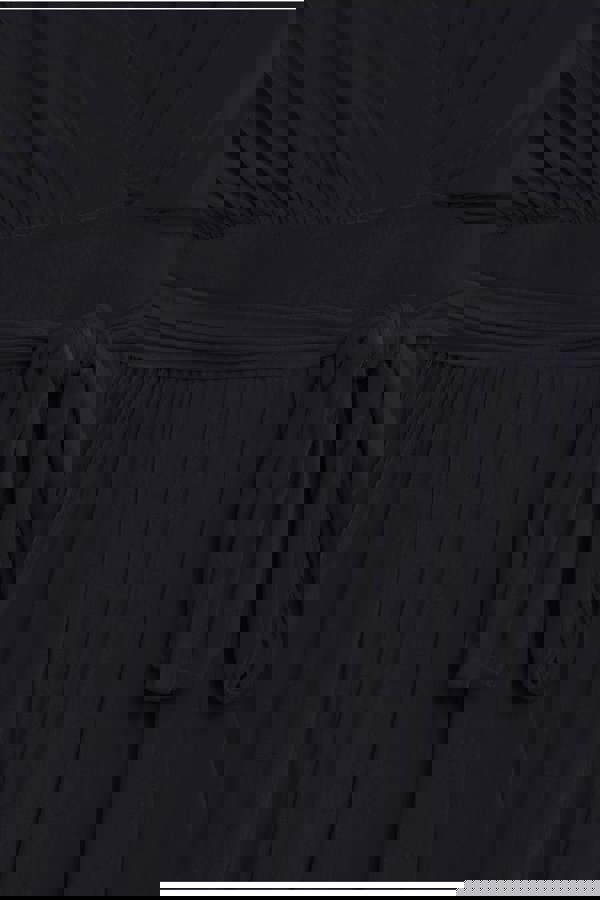 Wrap Front Maxi With Flutter Sleeves - Black DR2565