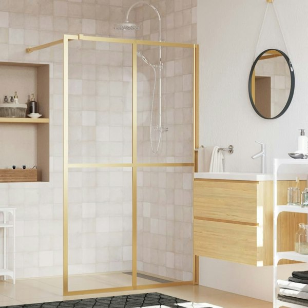 Berkfield Walk-in Shower Wall with Clear ESG Glass Gold 118x195 cm