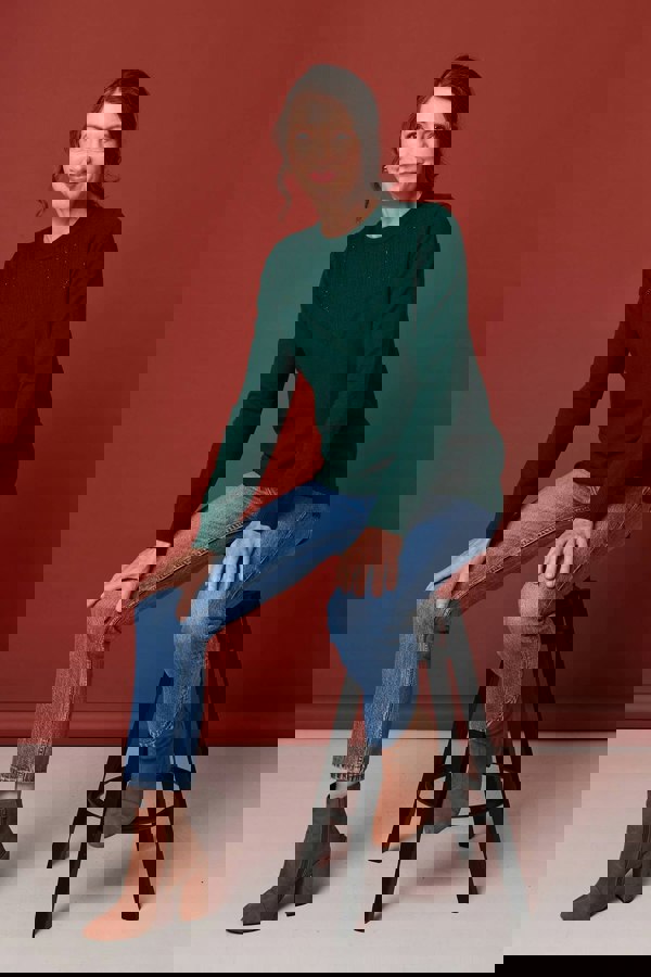 Green | Textured Knit Slim Fit Jumper
