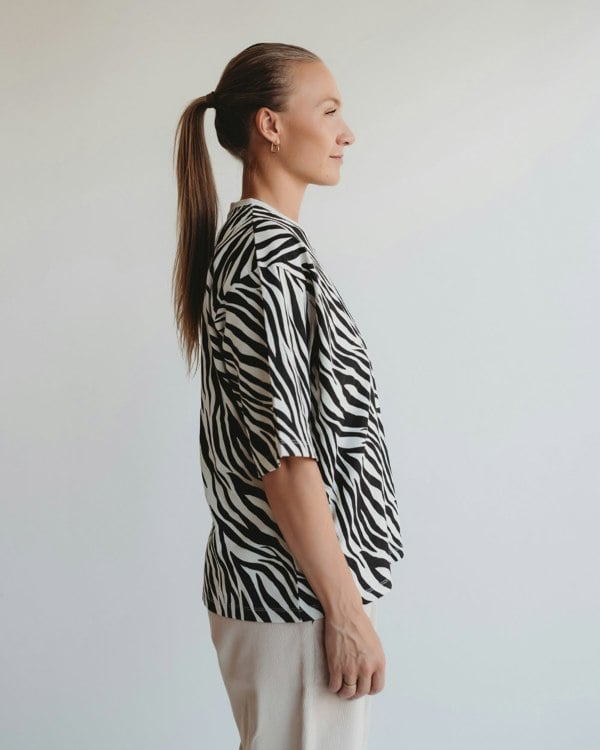 Elsie Multicolour Zebra Streak Print Oversized T-Shirt - image 4