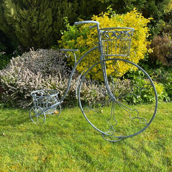 107CM STONE GREY BICYCLE PLANTER