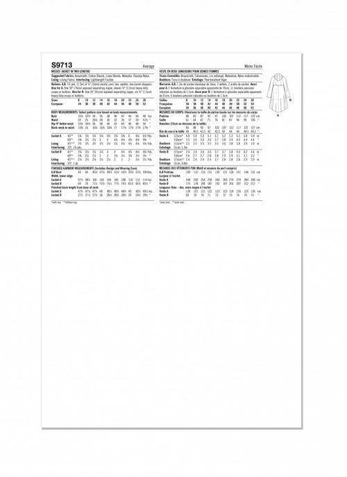Simplicity Sewing Pattern 9713, Jackets, Coats for Women, K5 (8-10-12-14-16) - Intermediate