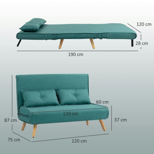 Wyld Haus Baroma Tadi Linen Look Green 2 Seater Sofa Bed