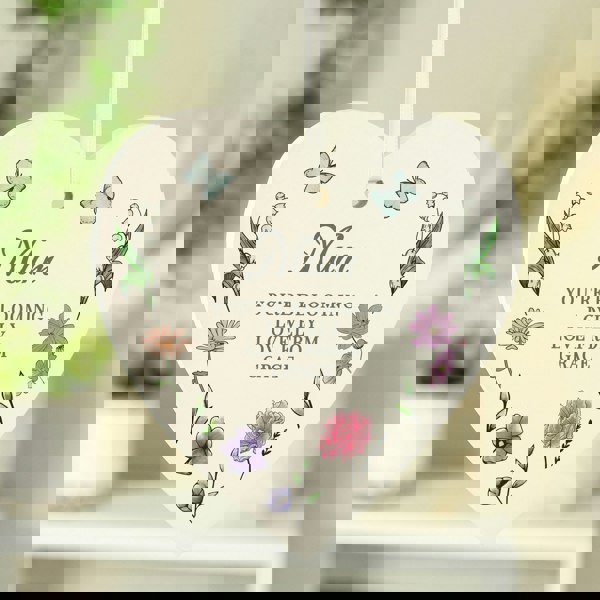 Personalised Memento Company Personalised Wild Flowers Wooden Heart