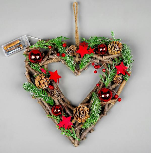 35cm Battery Operated LED Twig Hanging Heart Red Christmas Decoration image 7
