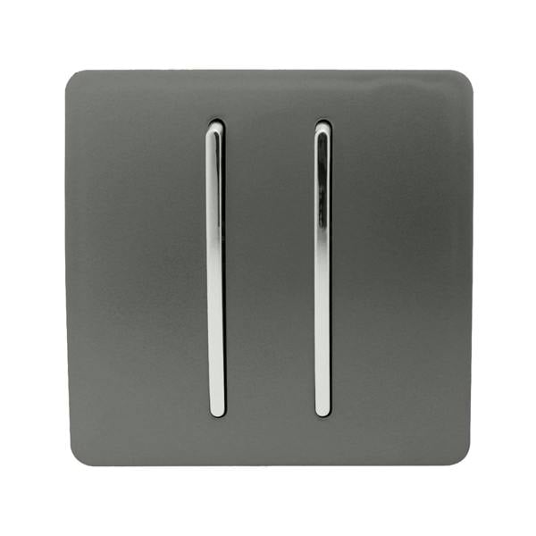 Trendi Switch 2 Gang Retractive Home Automation Switch in Charcoal Grey