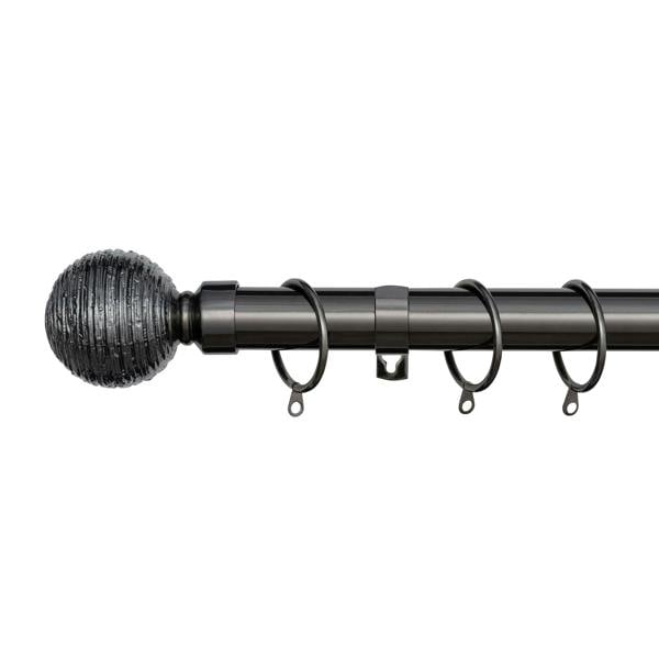 A.Unique Home Etched Ball Metal Extendable Curtain Pole with Rings and Fittings, In a Variety of Colours and Sizes (25/28mm)