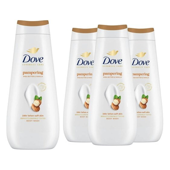 Dove Advanced Care Pampering Body Wash 24H Renewing Micromoisture, 4x400ml