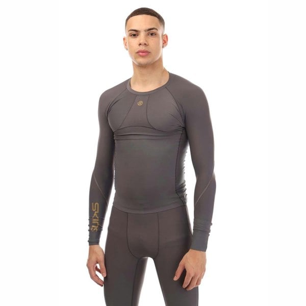 Skins Mens Series-5 Long-Sleeved Top - Charcoal