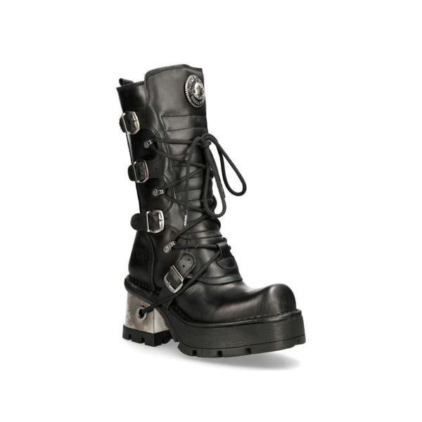 New Rock Women’s Leather Gothic Mid-Calf Boots-373-S33
