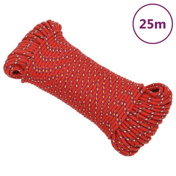Berkfield Boat Rope Red 5 mm 25 m Polypropylene