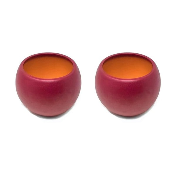 Verano Spanish Ceramics Indoor Textured Round Plant Pots  - Maroon