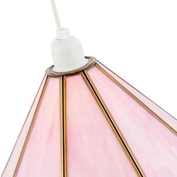 Classic Soft Blush Pink Tiffany Glass Easy Fit Pendant Lighting Shade Image 3
