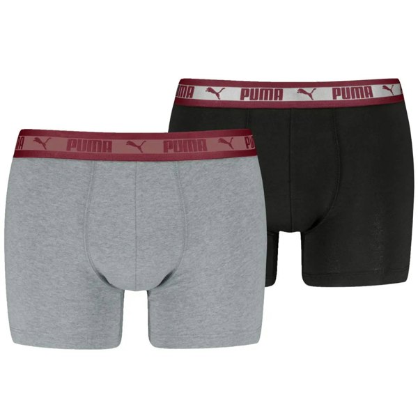 Puma 2-Pack Chromatic Waistband Boxer Briefs, Grey/Black/burgundy