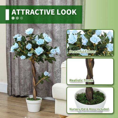 Dyzi 2pcs 90cm Artificial Rose potted Faux Tree Plant Garden Patio Décor