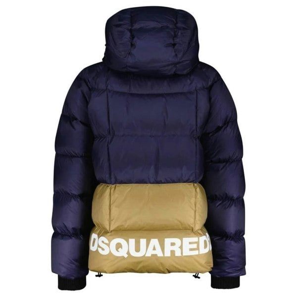 Dsquared2 Printed Logo Navy Blue Hooded Down Jacket M