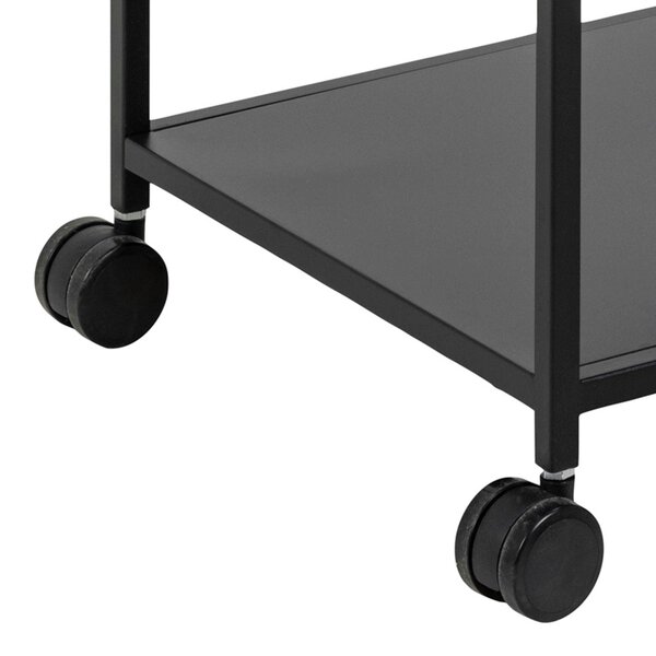 Wyld Haus Graz Matt Black Metal Serving Trolley with Wheels