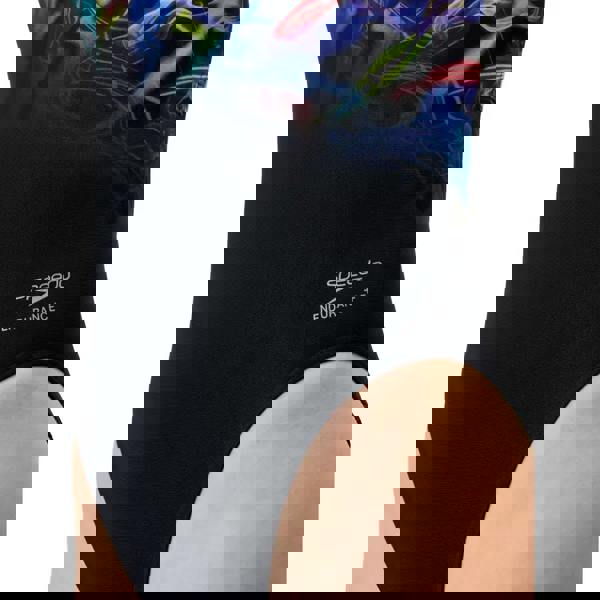 Black Speedo club training printed powerback swimsuit with colorful abstract design