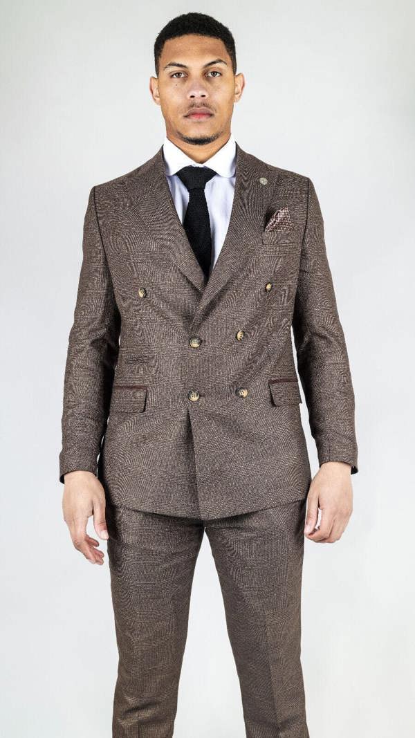 TruClothing Men's Classic Brown Double Breasted 2-Piece Suit