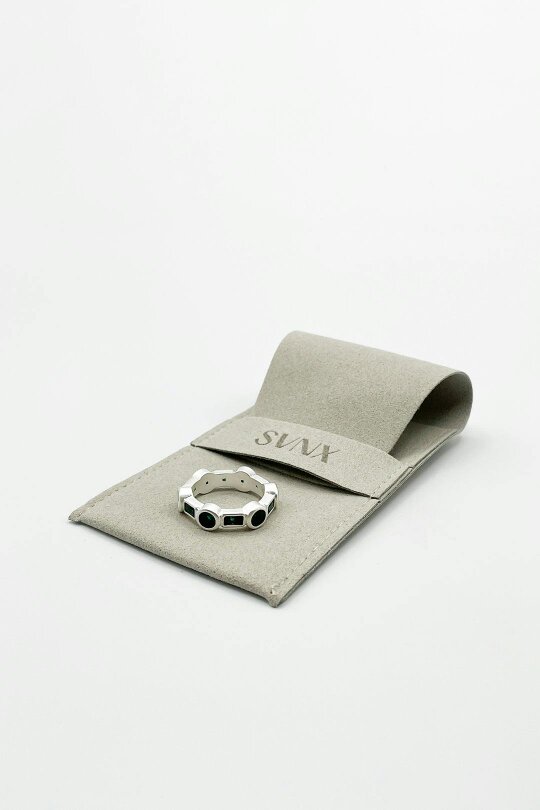 SVNX The 'Knox' Ring in Silver and Green