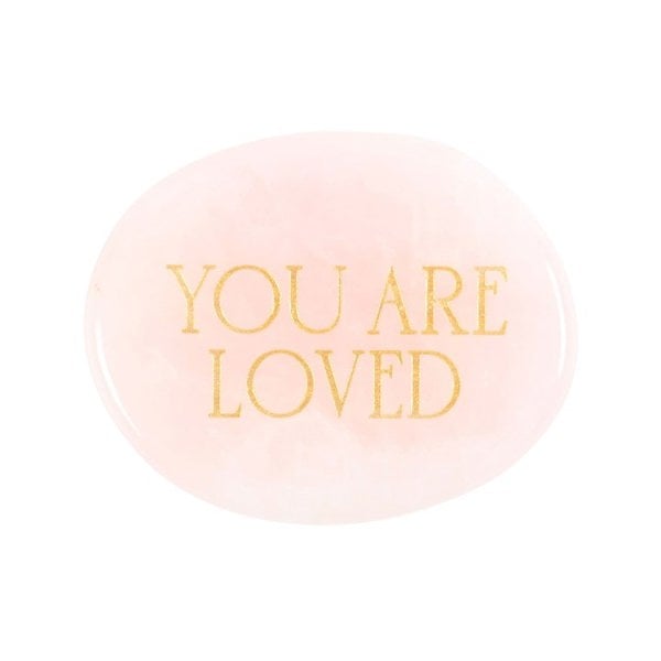 Serano You Are Loved Rose Quartz Crystal Palm Stone