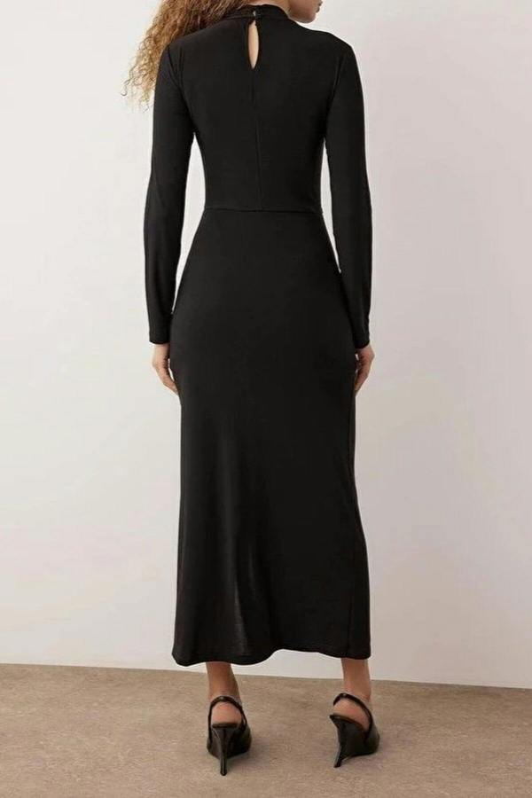 WOVCOR Maxi Knitted Dress with Accessory Details