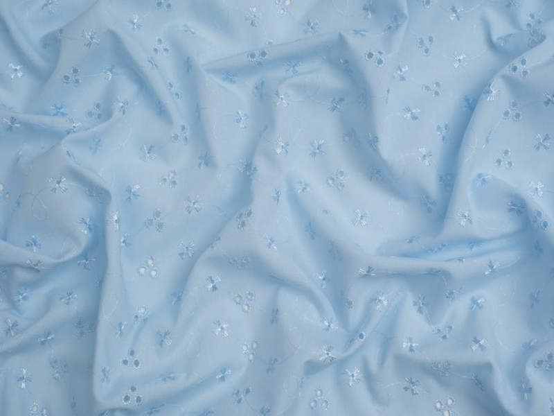 Minerva Core Range Broderie Anglaise Cotton Fabric - Flowers Design Dressmaking Fabric, 150 cm / 60" Wide - per metre