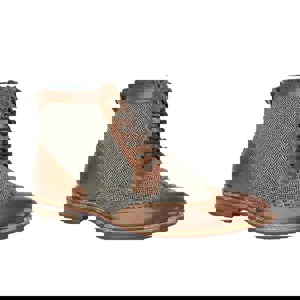 Roamers Mens Herringbone Leather Ankle Boots - Tan - 