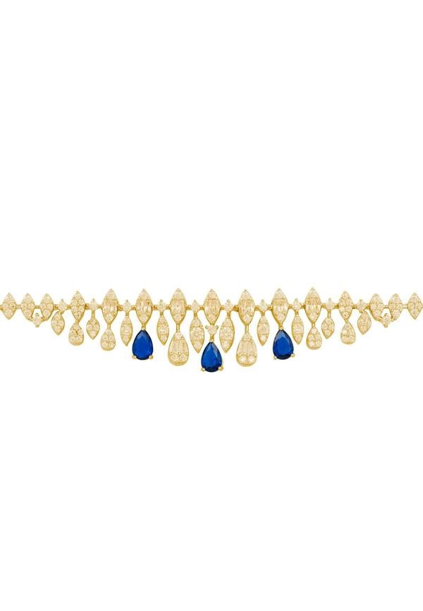 Sapphire teardrops, diamond and gold bracelet.