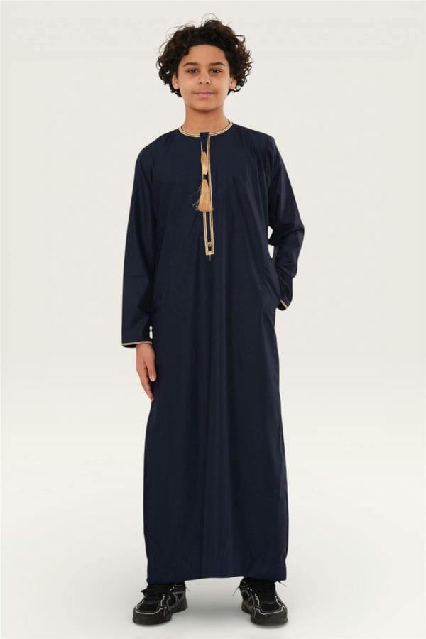 Infinity Leather Kids Boys Ramadan Moroccan Thobe Robe Emirati Eid Jubba- TT-003