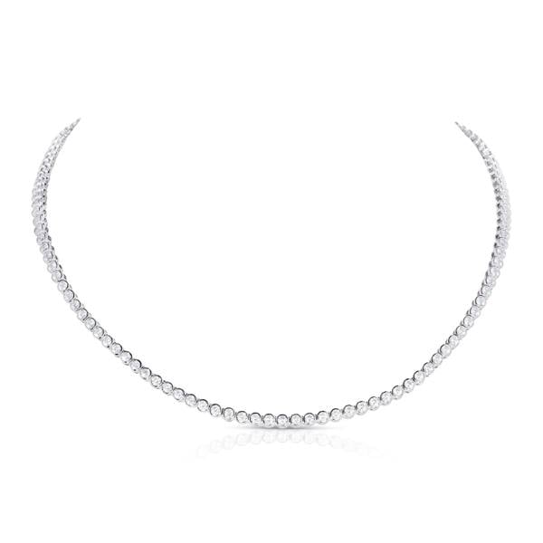 namana 925 Sterling Silver Bezel Set Tennis Necklace
