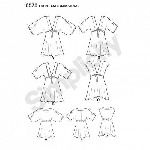 New Look Sewing Pattern 6575, Tops, Tunics for Women, A (XS-S-M-L-XL) - Intermediate