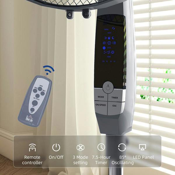 16 Oscillating Fan Remote Adjustable Height Grey