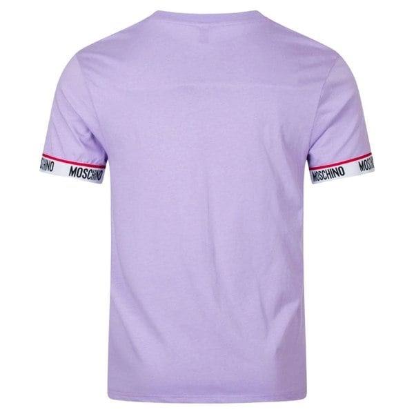 Moschino Taped Sleeve Ends Logo Purple T-Shirt M