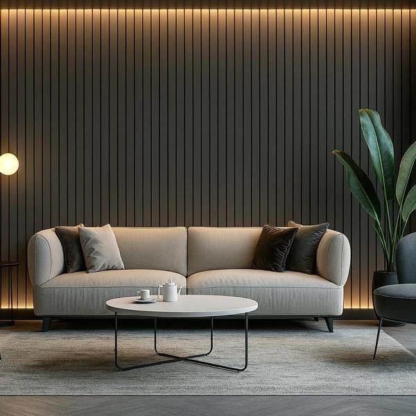 Panel Haus Colour Grey Acoustic Wide Slat Wall Panel - 240cm x 30cm (2 pack)