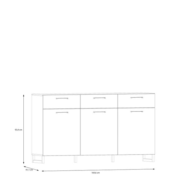 Wyld Haus Innsbruck Light Grey Wooden 3 Door 3 Drawer Storage Chest