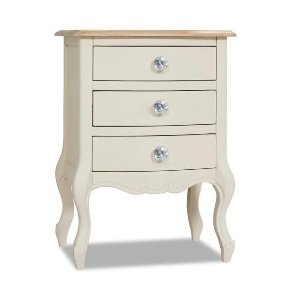 Statement Furniture Juliette Vintage Chic 3 Drawer Bedside Table with Crystal Handles
