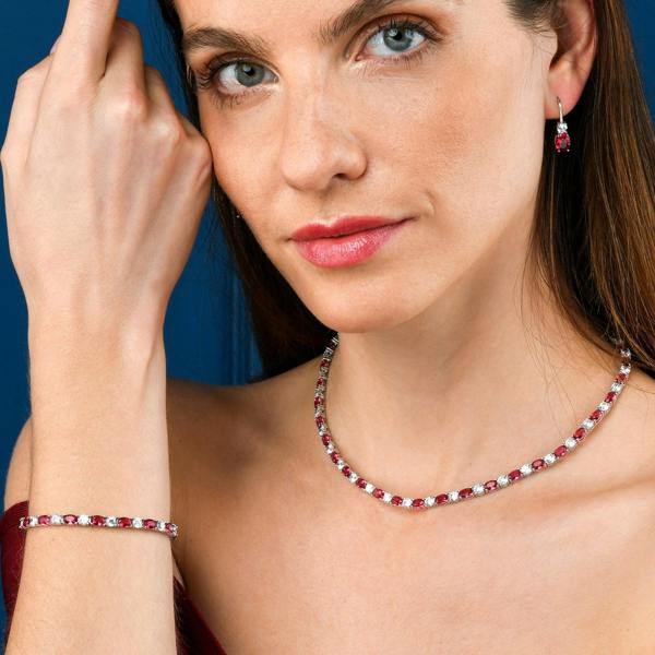 namana Red Tennis Necklace for Women in 925 Sterling Silver
