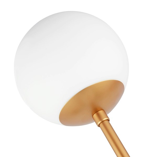 Modern Satin Gold Floor Lamp with Opal White Globe Glass Shade and Foot Switch Image 3