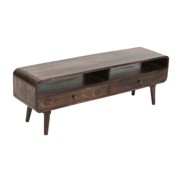 IH Design Winnie Dark Mango Wood Large TV Stand with 2 Drawers