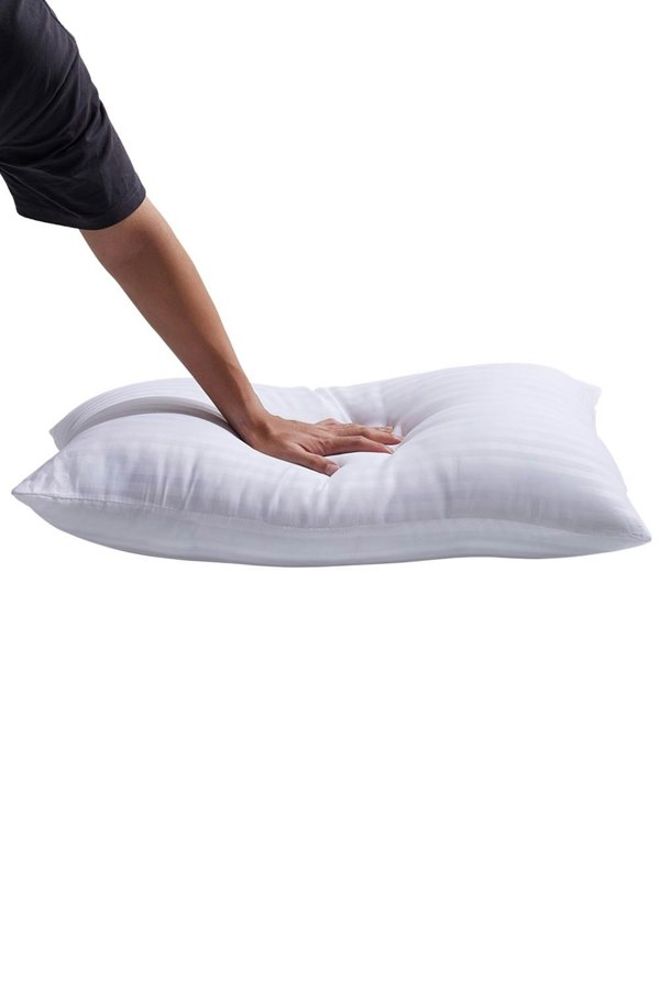 Living and Home 2Pcs Washable Stripe Bed Pillows Comfortable Medium Firm Support Pillows, 70cm L x 42cm W
