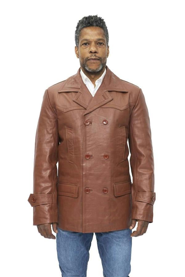 Infinity Leather Mens Cowhide Leather Peacoat-Krakaw