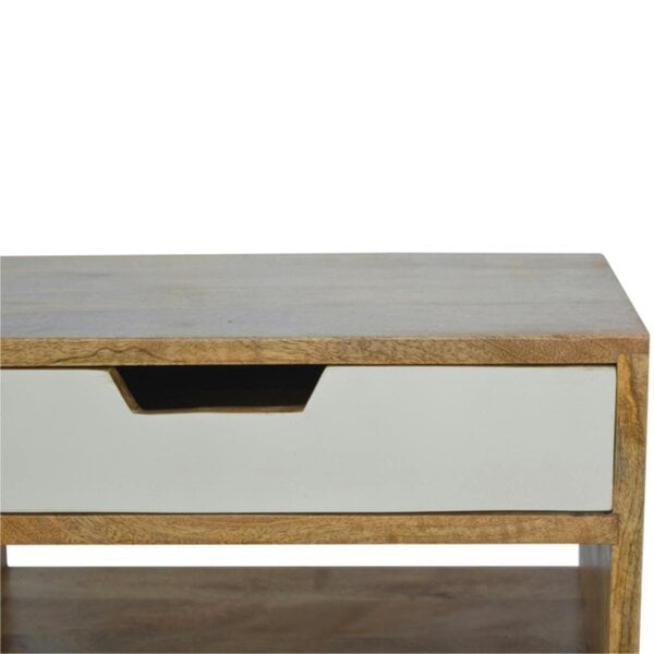 Artisan Furniture Solid Wood Grey and White Cut-out Bedside, 2 Drawers & 1 Shelf, Grey