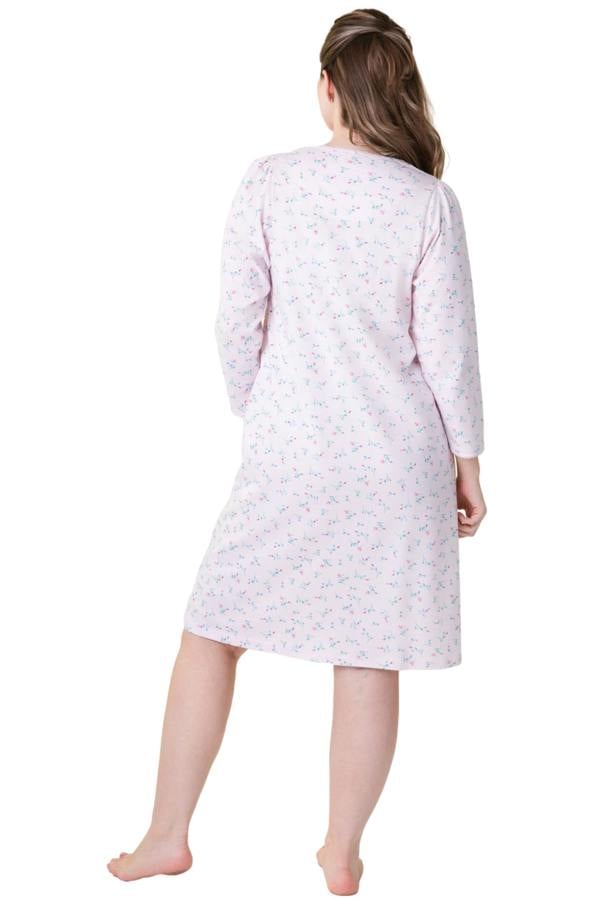 Camille Womens Classic 100% Organic Jersey Cotton Long Sleeve Nightdress