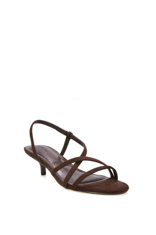 XY LONDON Slip On Strappy Slingback Kitten Heeled Sandals