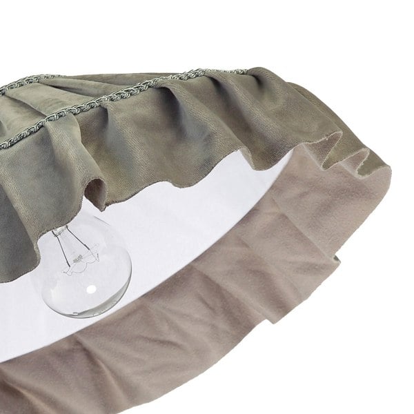 Shabby Chic Grey Folded Hanging Velvet Fabric Pendant Lighting Shade Image 3
