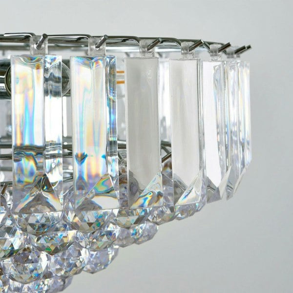 6 Light Chandelier Pendant Chrome Clear Shade Hanging Ceiling Feature Lamp Bulb Loops